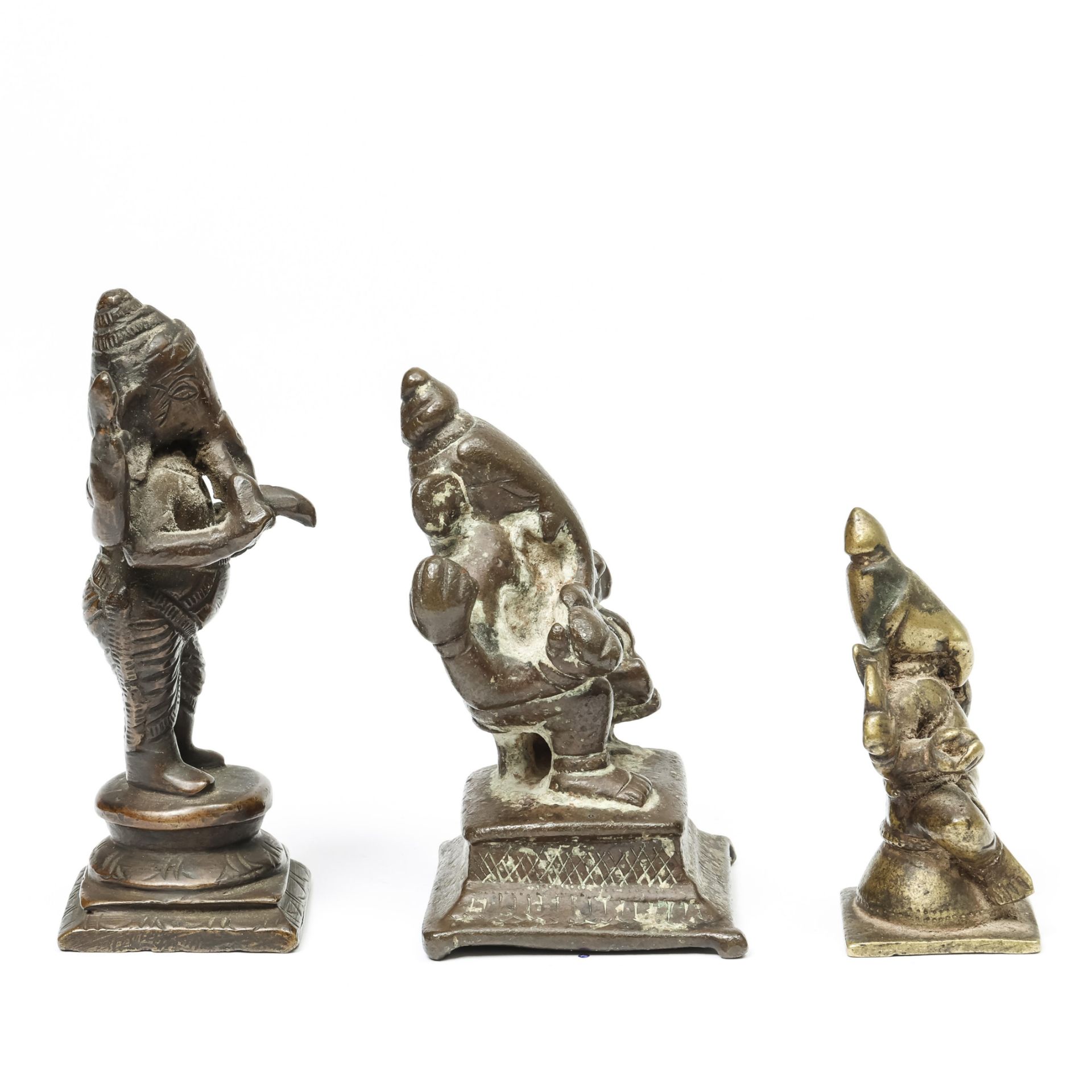 South-India, three bronze-brass statues of Ganesha, 18th-19th century; - Image 4 of 5