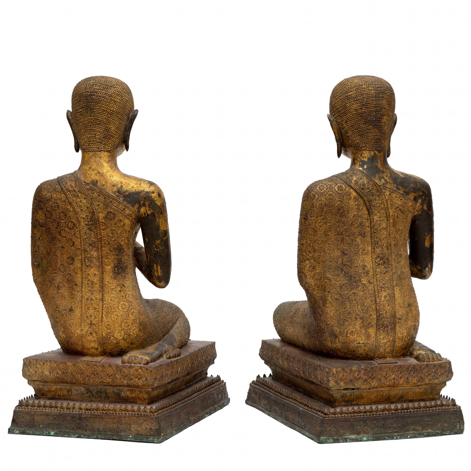 Thailand, Ratnakosin, a pair of guilded bronze temple adorants, 18th-19th century - Bild 3 aus 5