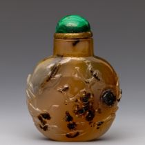 China, a carved agate snuff bottle and cover,