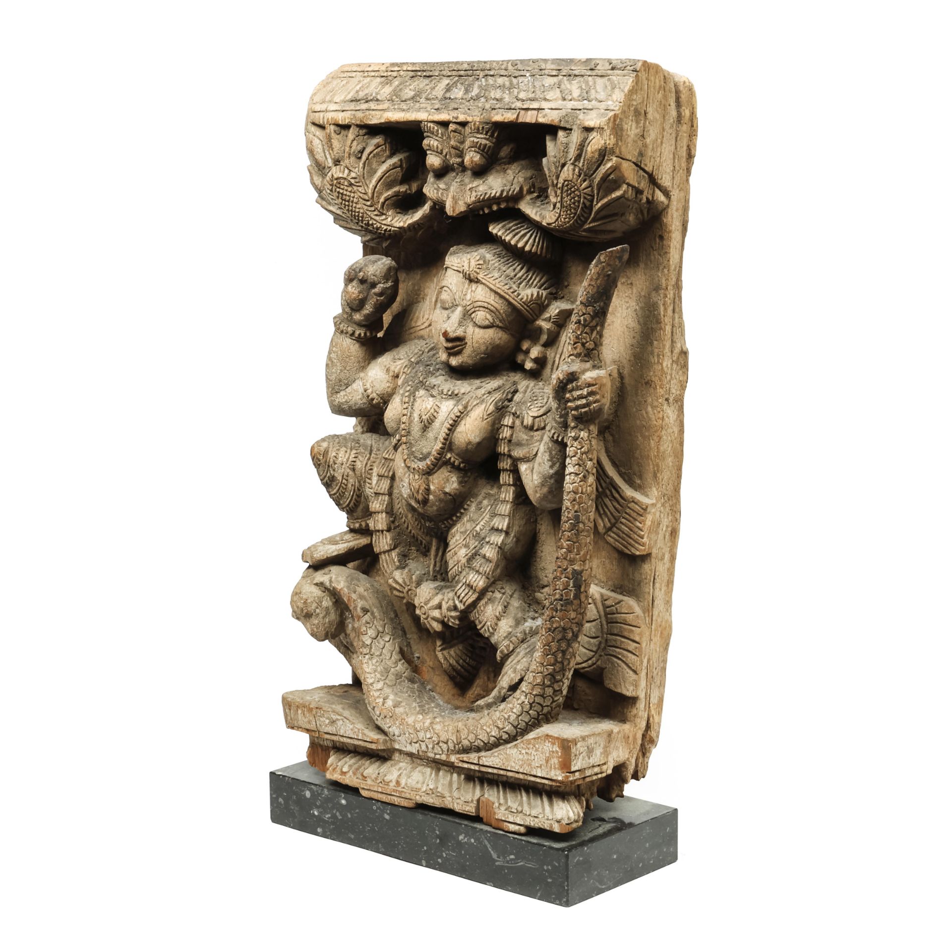 India, a carved wooden stele, ca. 19th century, - Image 3 of 4