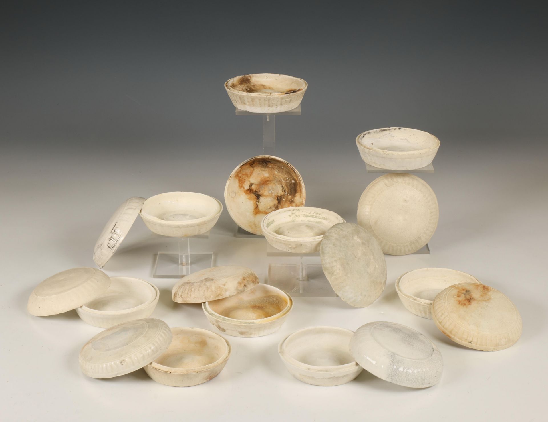 China, collection of nine white-glazed cosmetics boxes and covers, Northern Song dynasty, 10th-12th - Image 2 of 2