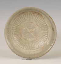 Korea, Buncheong stoneware dish, early Joseon dynasty (1392-1897),