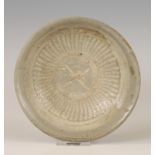 Korea, Buncheong stoneware dish, early Joseon dynasty (1392-1897),