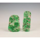 China, two jadeite carvings, Qing dynasty (1644-1912),