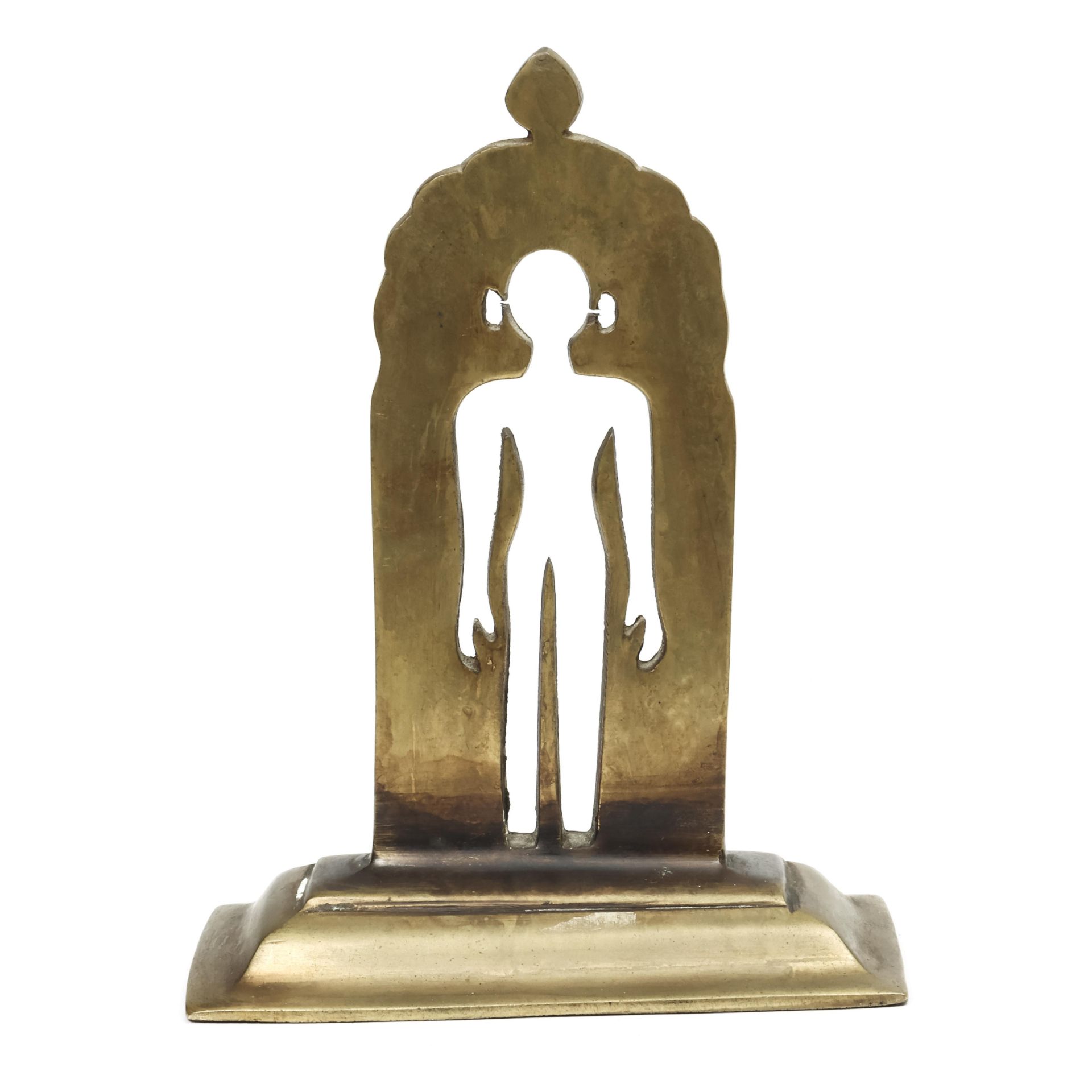 India, Jain, a brass statue of a spiritTirthankara, late 19th - early 20th century;