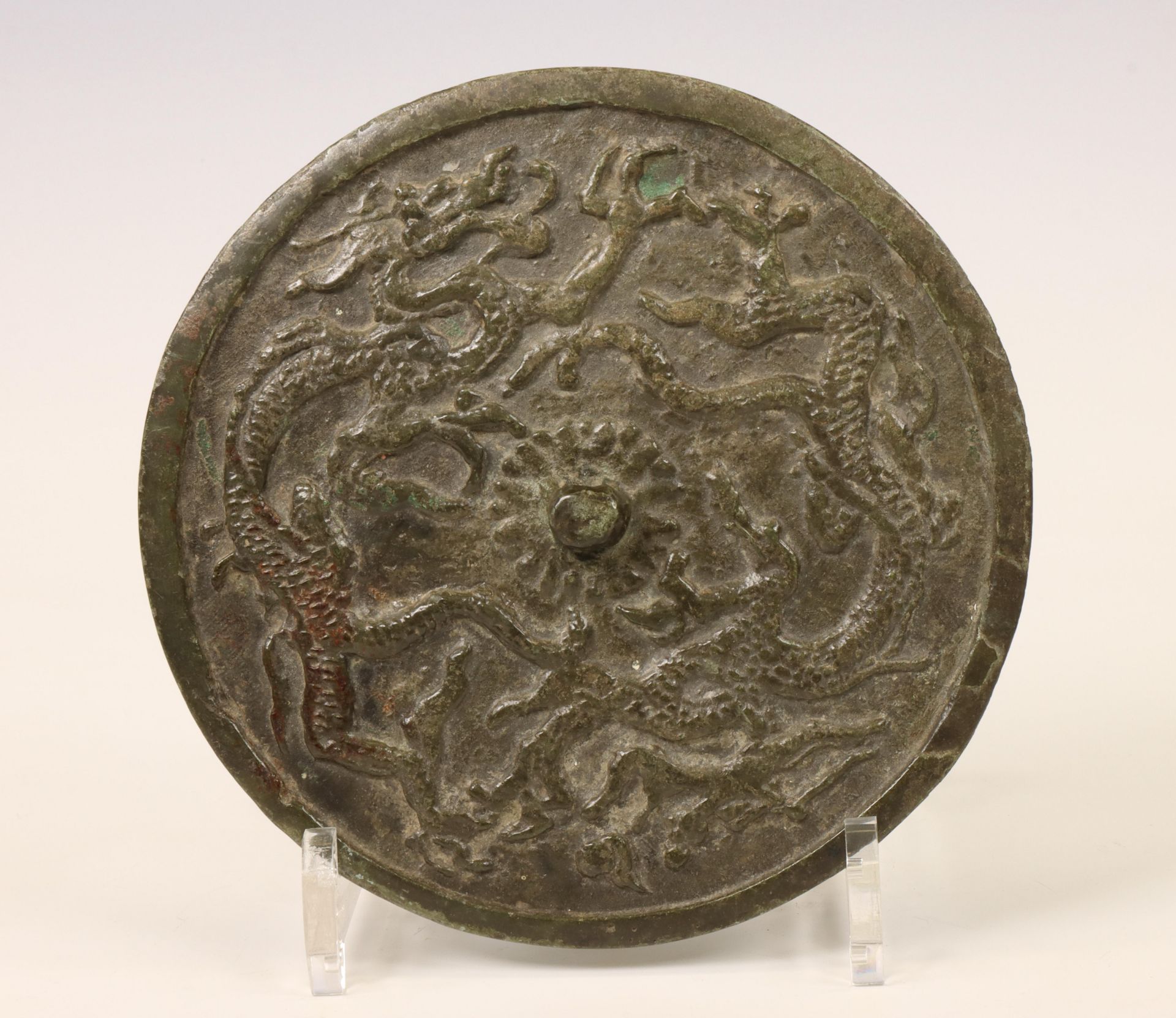 China, bronze 'dragon' mirror, probably Qing dynasty (1644-1912),