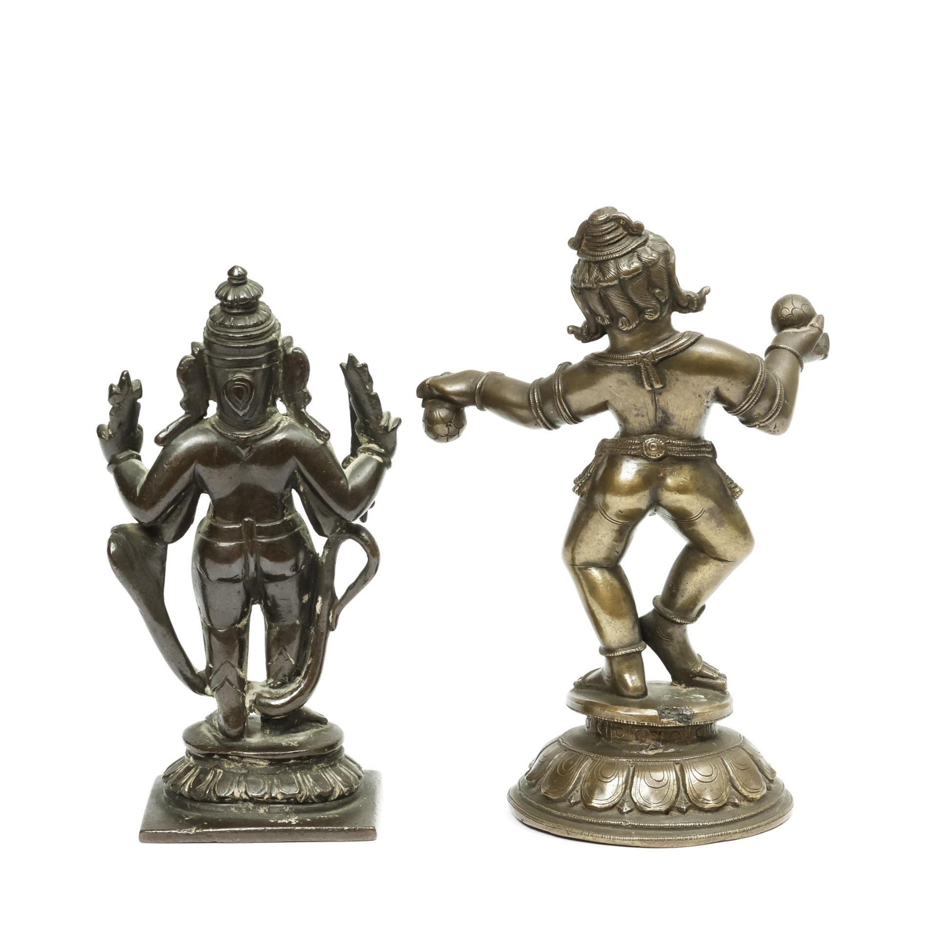 India, two bronze figures of standing Rama and Krishna, 19th century. - Bild 3 aus 4