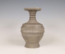 China, grey pottery vase , probably Han dynasty (206 BC-220 AD),