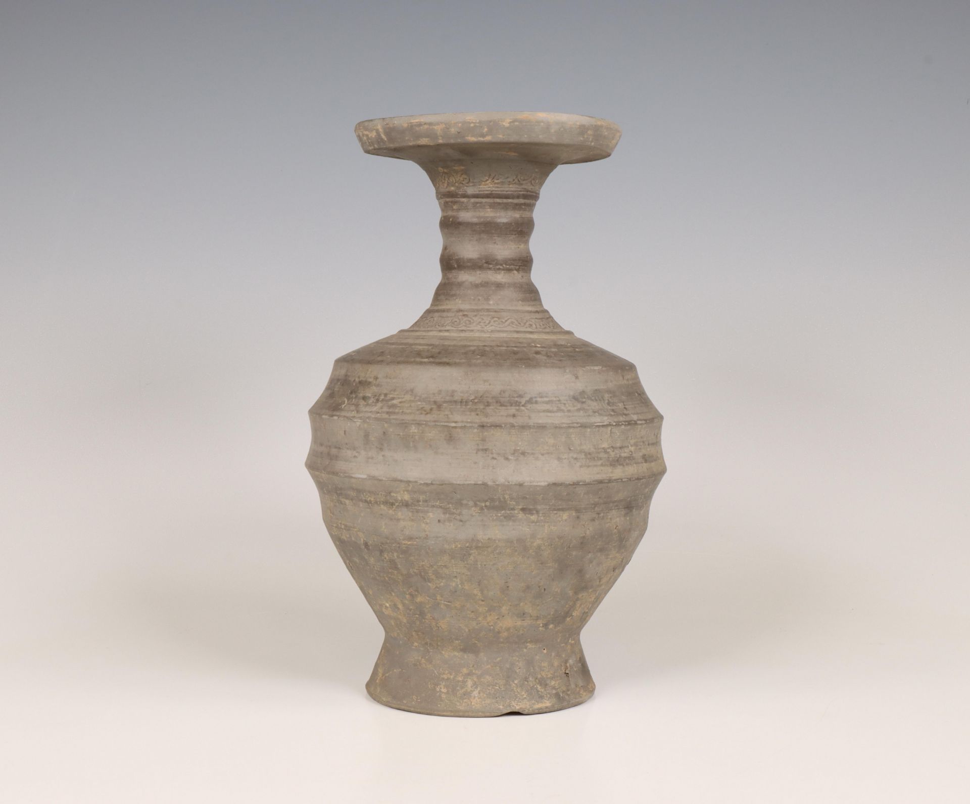 China, grey pottery vase , probably Han dynasty (206 BC-220 AD),