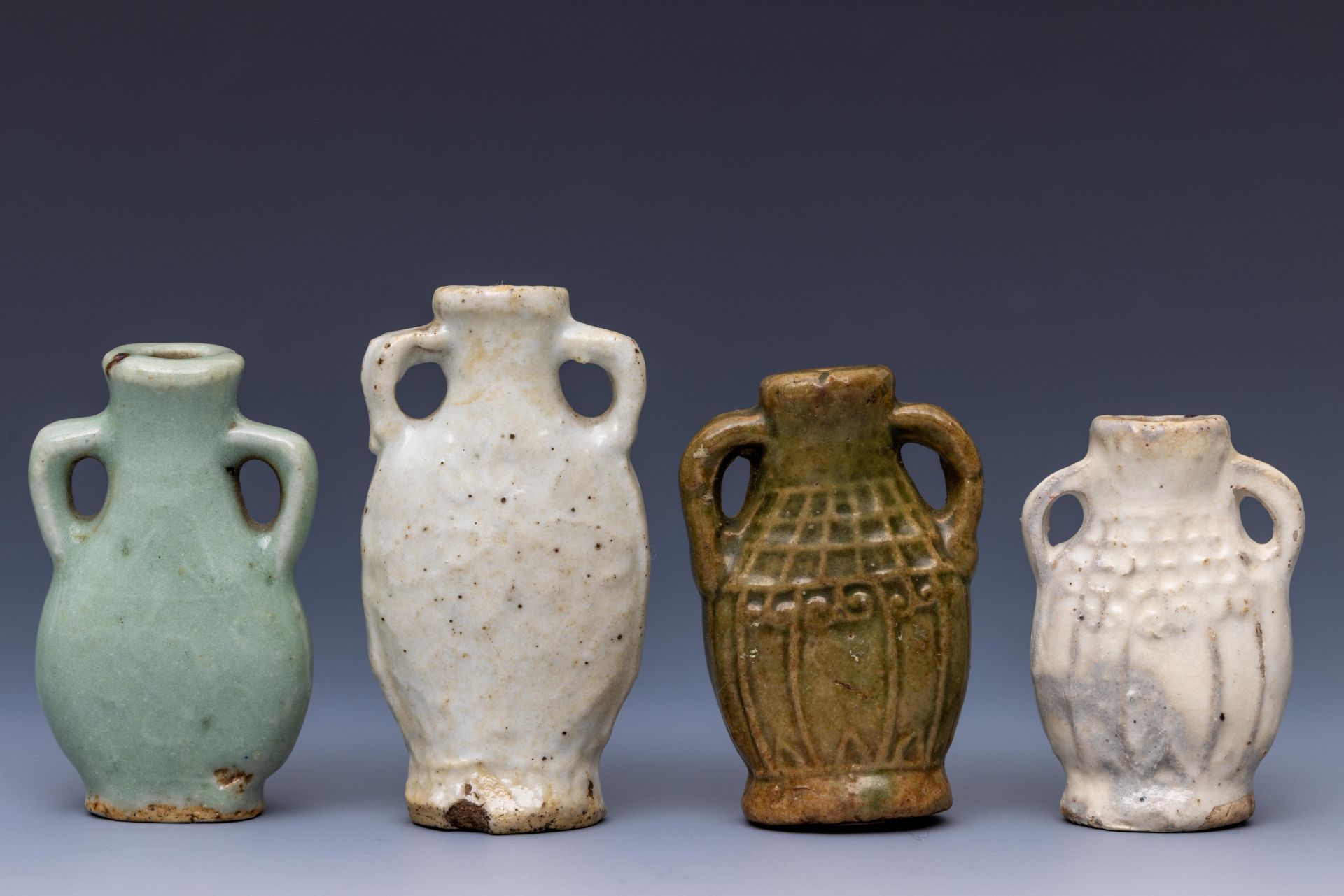 China, four ceramic miniature vases, Ming dynasty (1368-1644) - Image 2 of 2