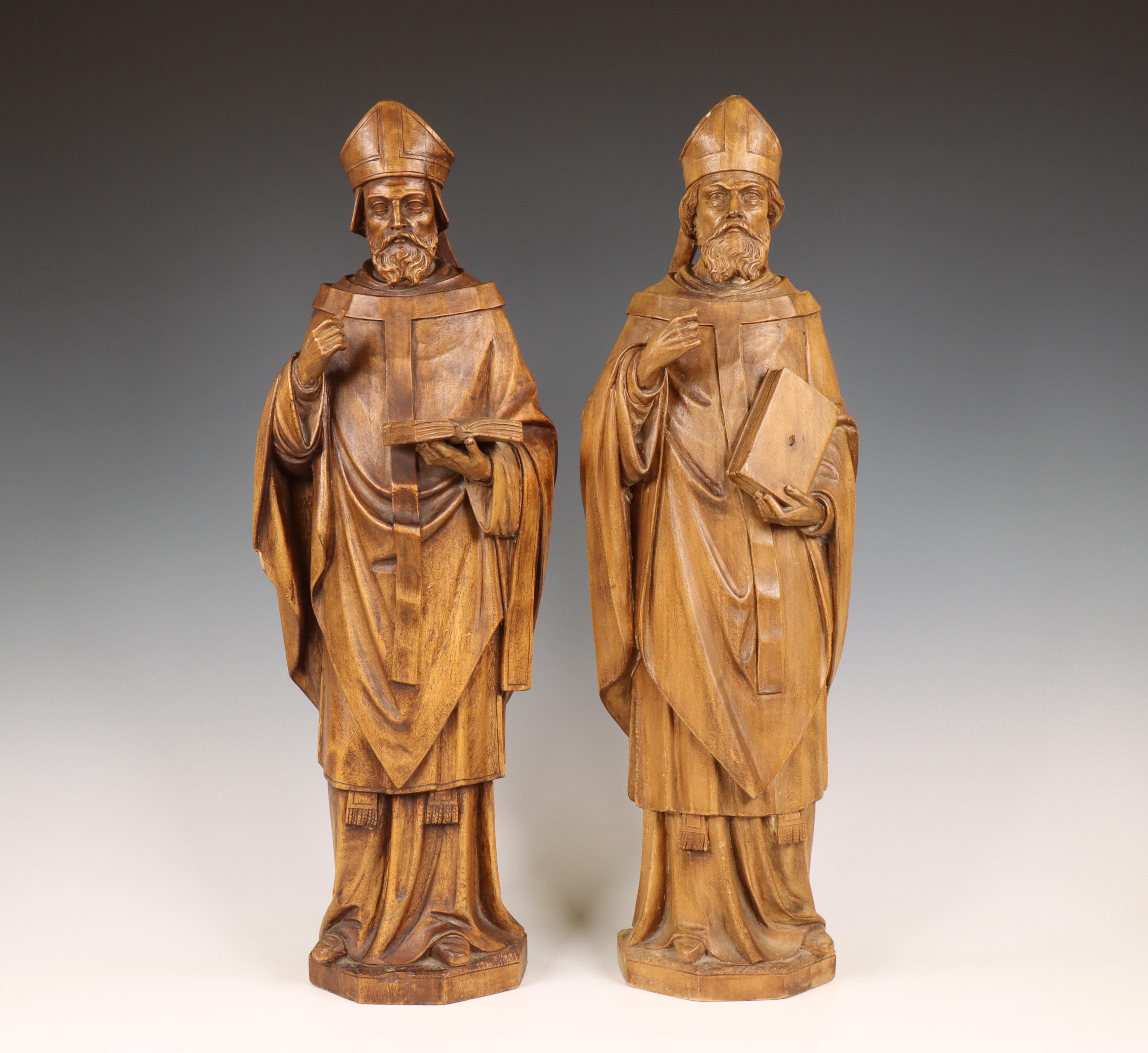 Twee houten gestoken heiligenbeelden, ca. 1900