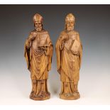 Twee houten gestoken heiligenbeelden, ca. 1900