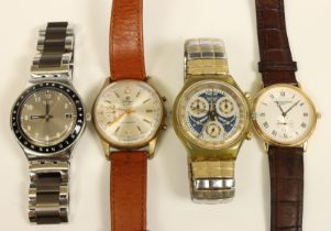 Vier heren horloges Lings, Frederique Constant en Swatch