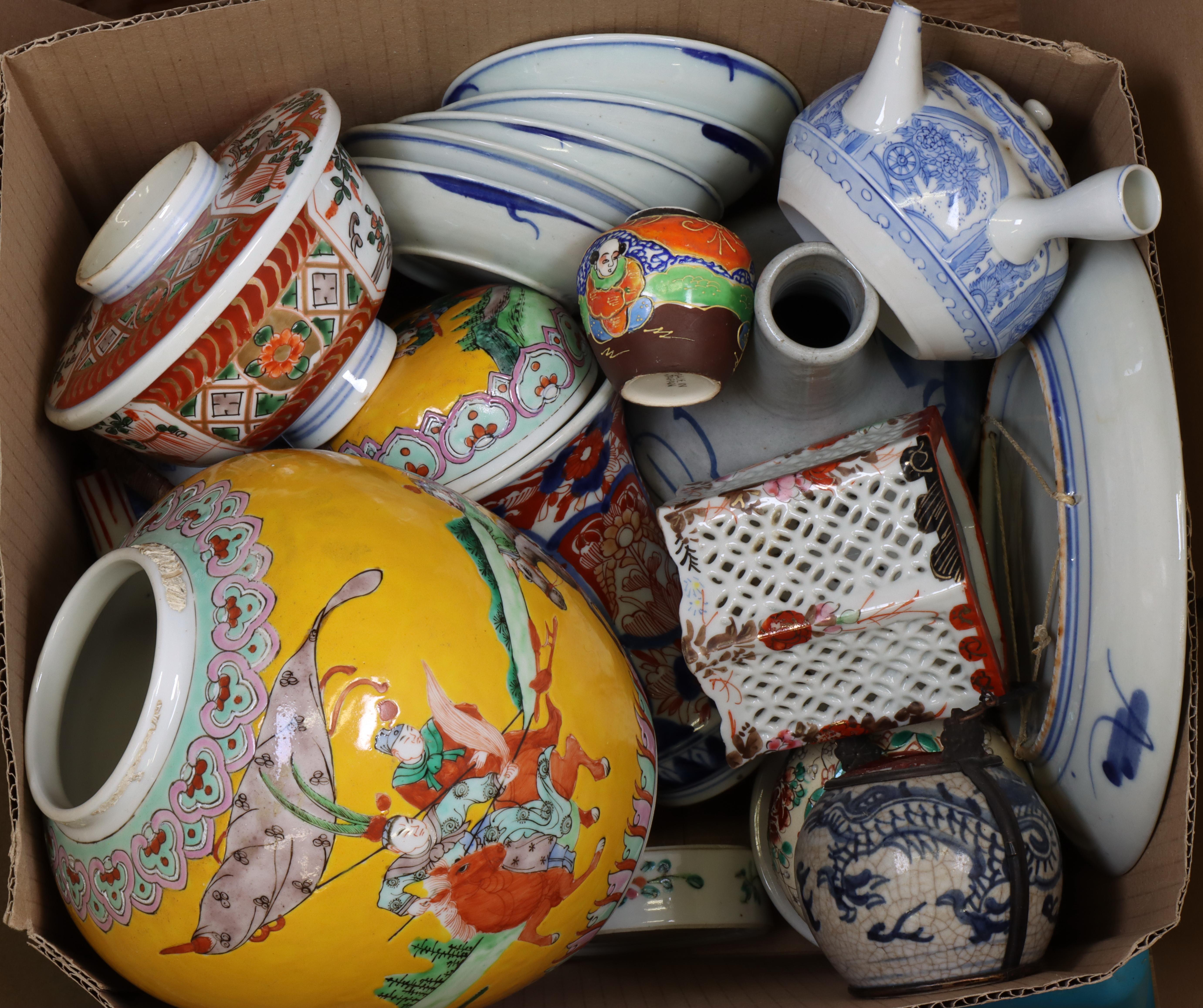 China en Japan, collectie blauw-wit, famille rose en Imari porselein, 20e eeuw