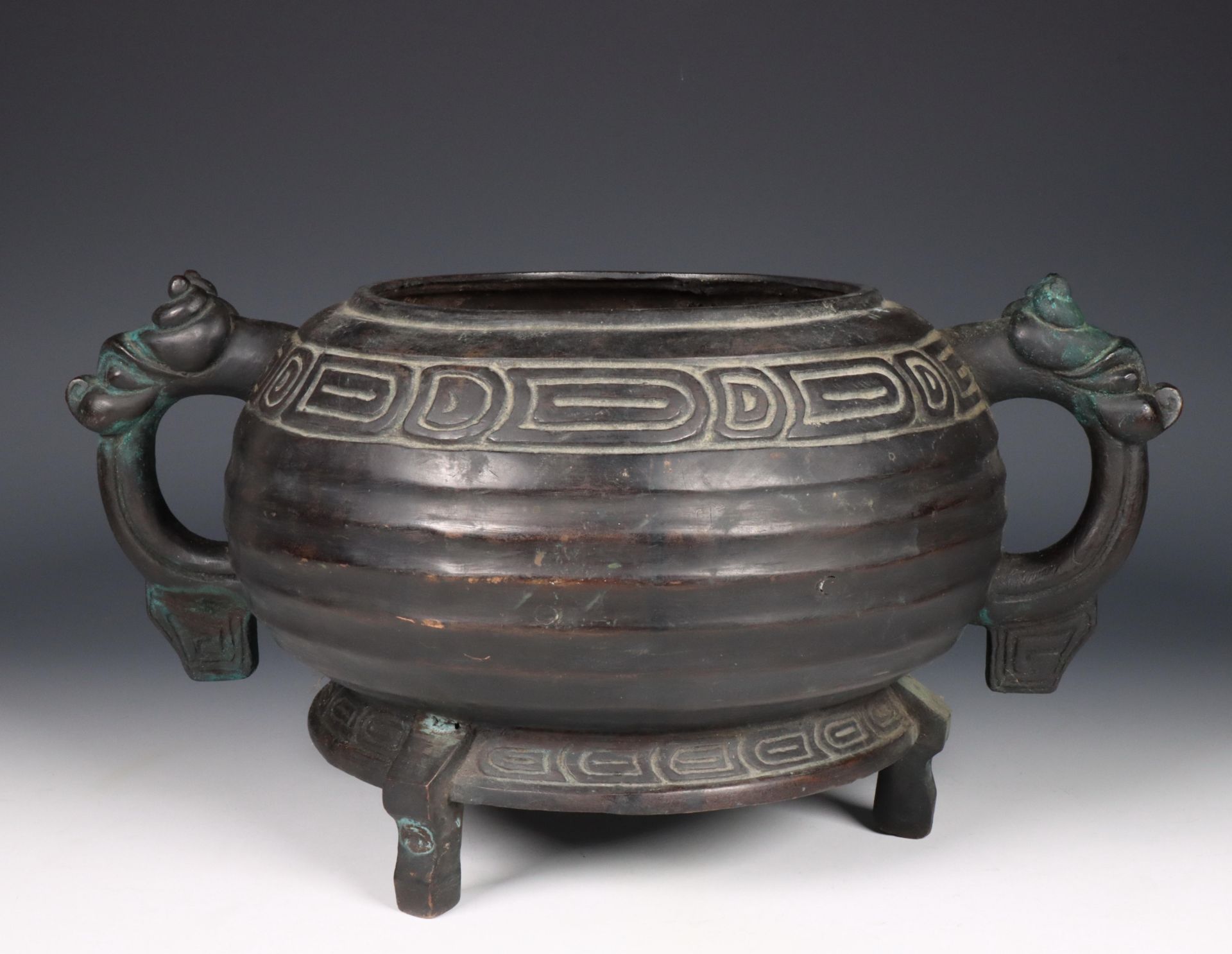 China, bronze censer, 20th century,