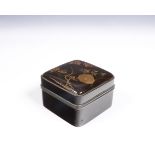 Japan, black lacquer pewter incense box and cover, kobako, 19th century,