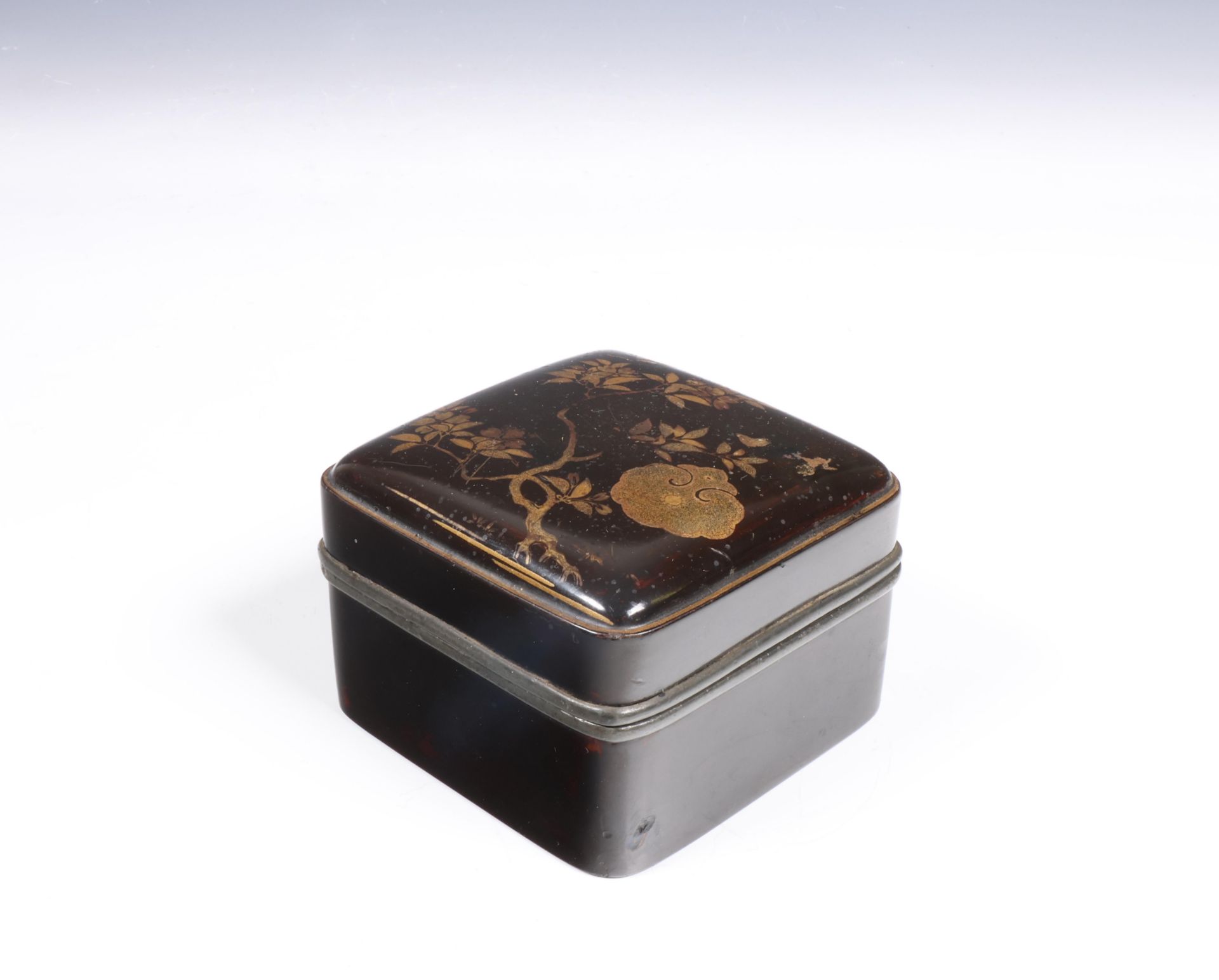 Japan, black lacquer pewter incense box and cover, kobako, 19th century,