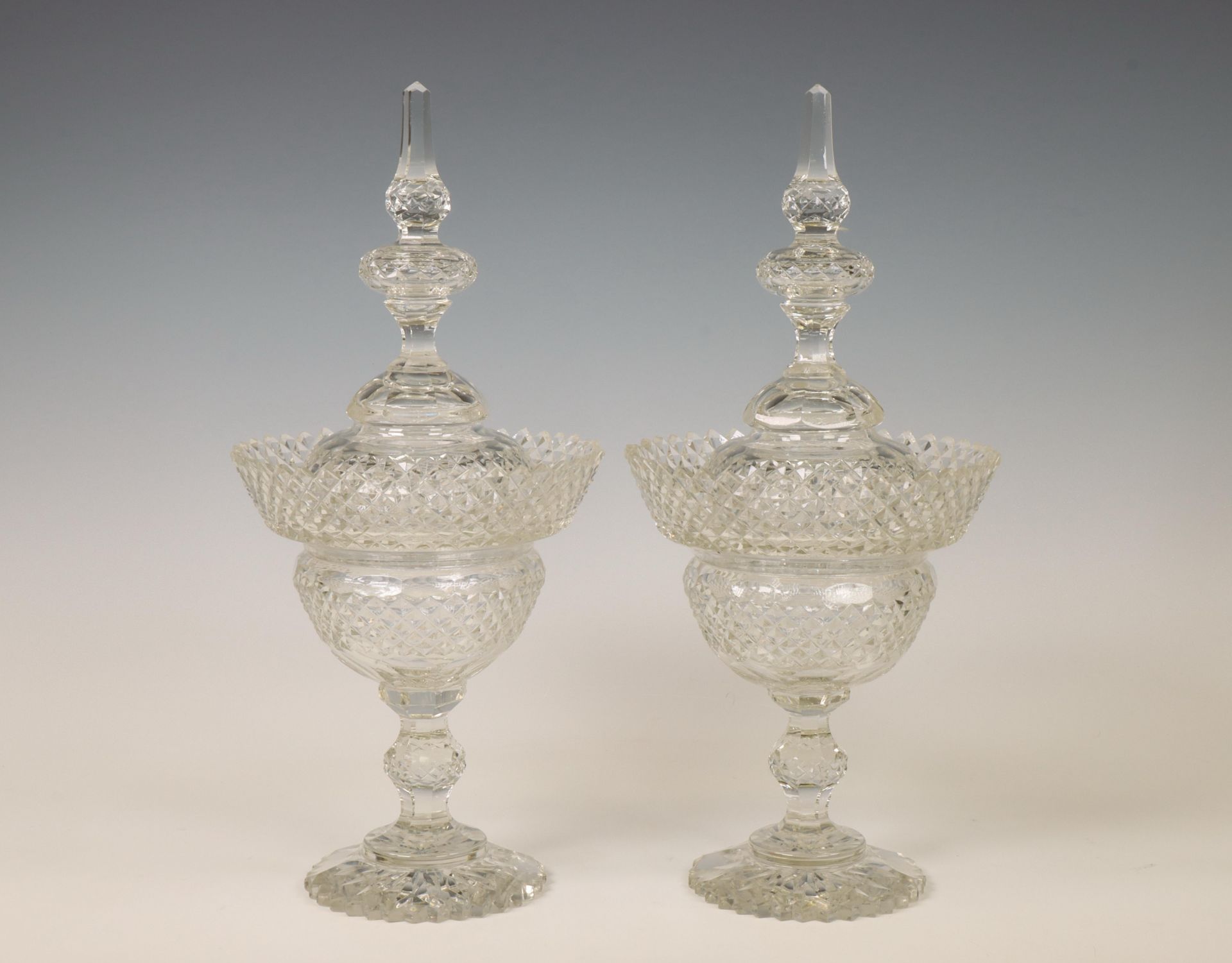 Paar kristallen compotiers, 19e eeuw