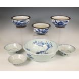 Japan en China, collectie blauw-wit porselein schalen, 20e eeuw,