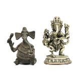 India, twee figuren van Ganesha, 20e eeuw,