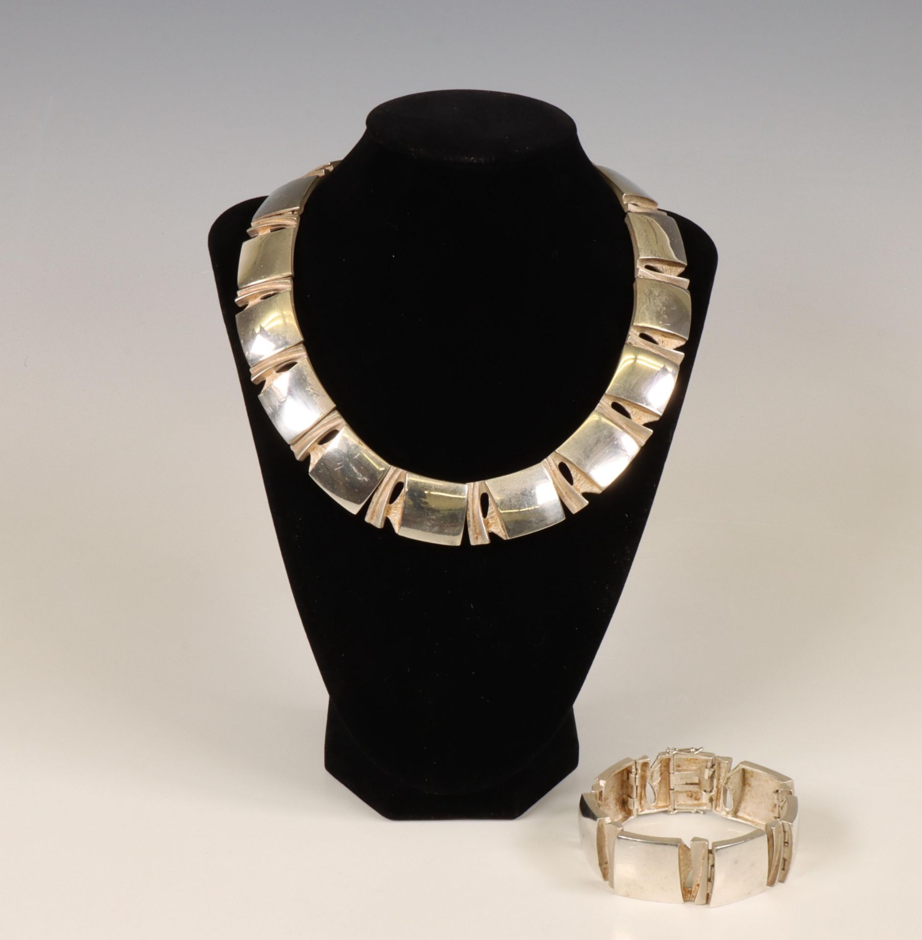 Zilveren collier en armband, Rita Hakalo, Fins design, circa 1970 - Image 3 of 3