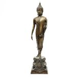 Thailand, een bronzen figuur van Boeddha, 20e eeuw,