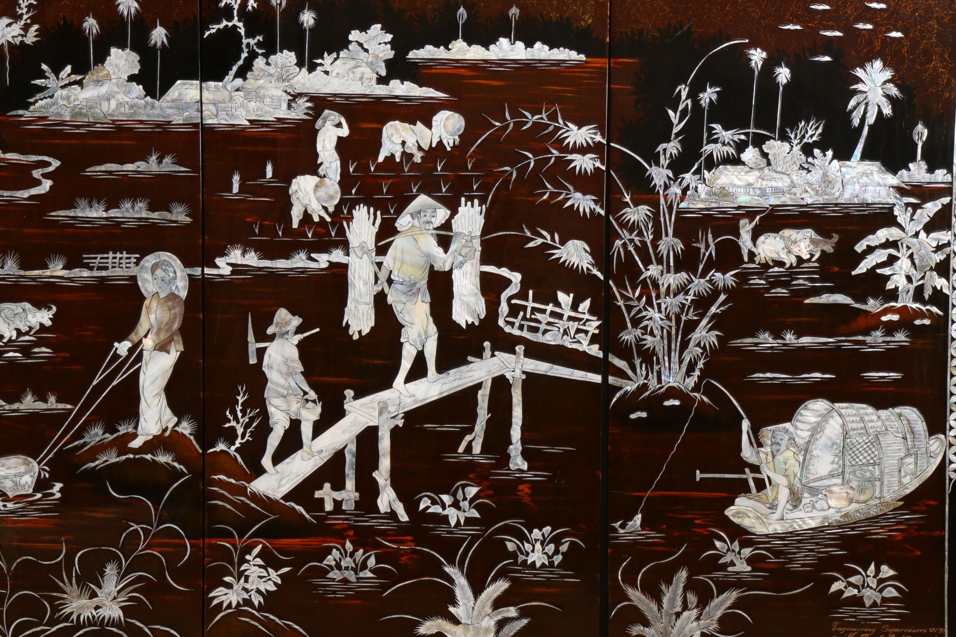 A four panel Indonesian lacquer panels, 20th century - Bild 3 aus 3