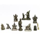 India en Azië, collectie kleine bronzen figuren van Ganesha, 20e eeuw,