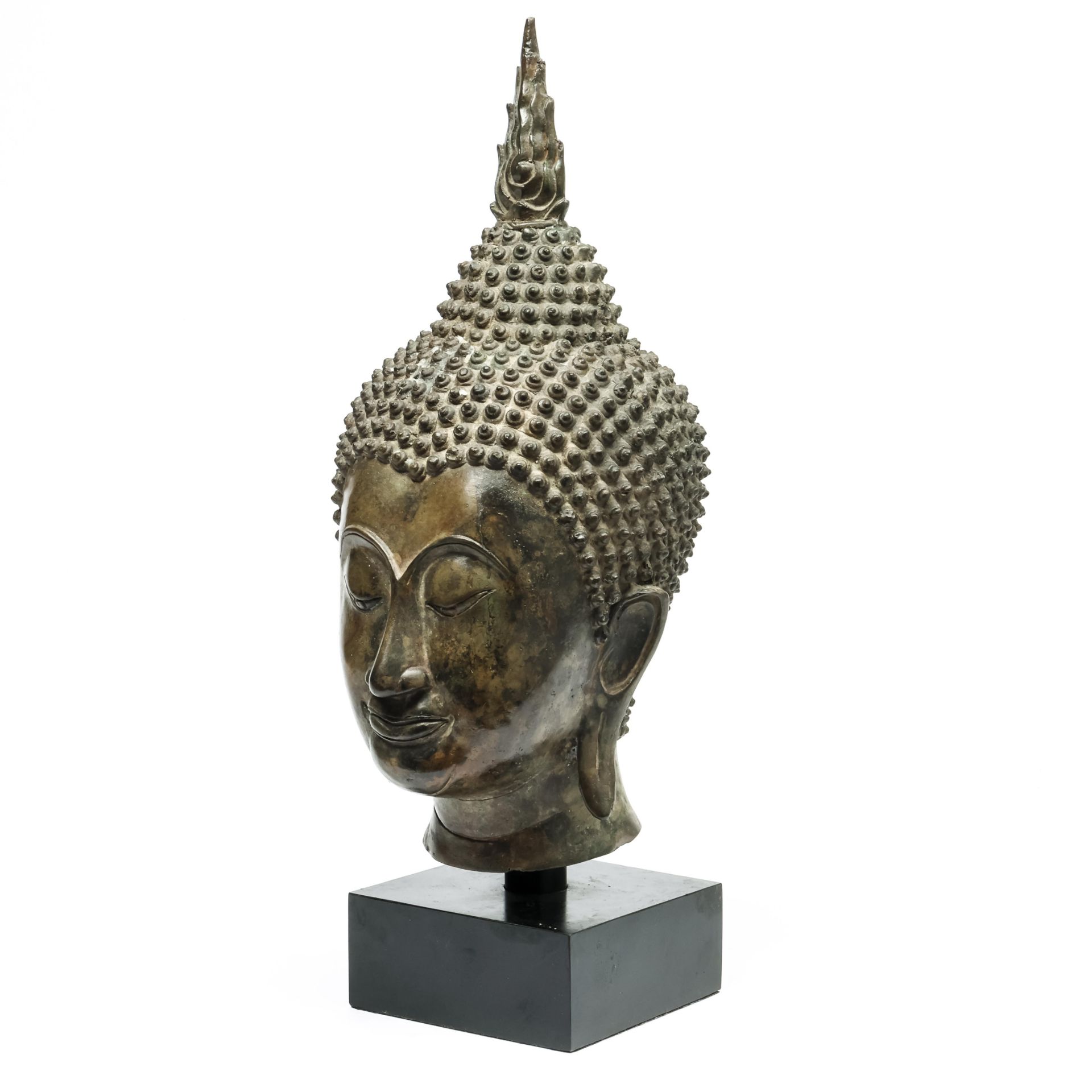 Thailand, bronzen boeddha hoofd in Ayutthaya stijl, 20e eeuw, - Bild 4 aus 4