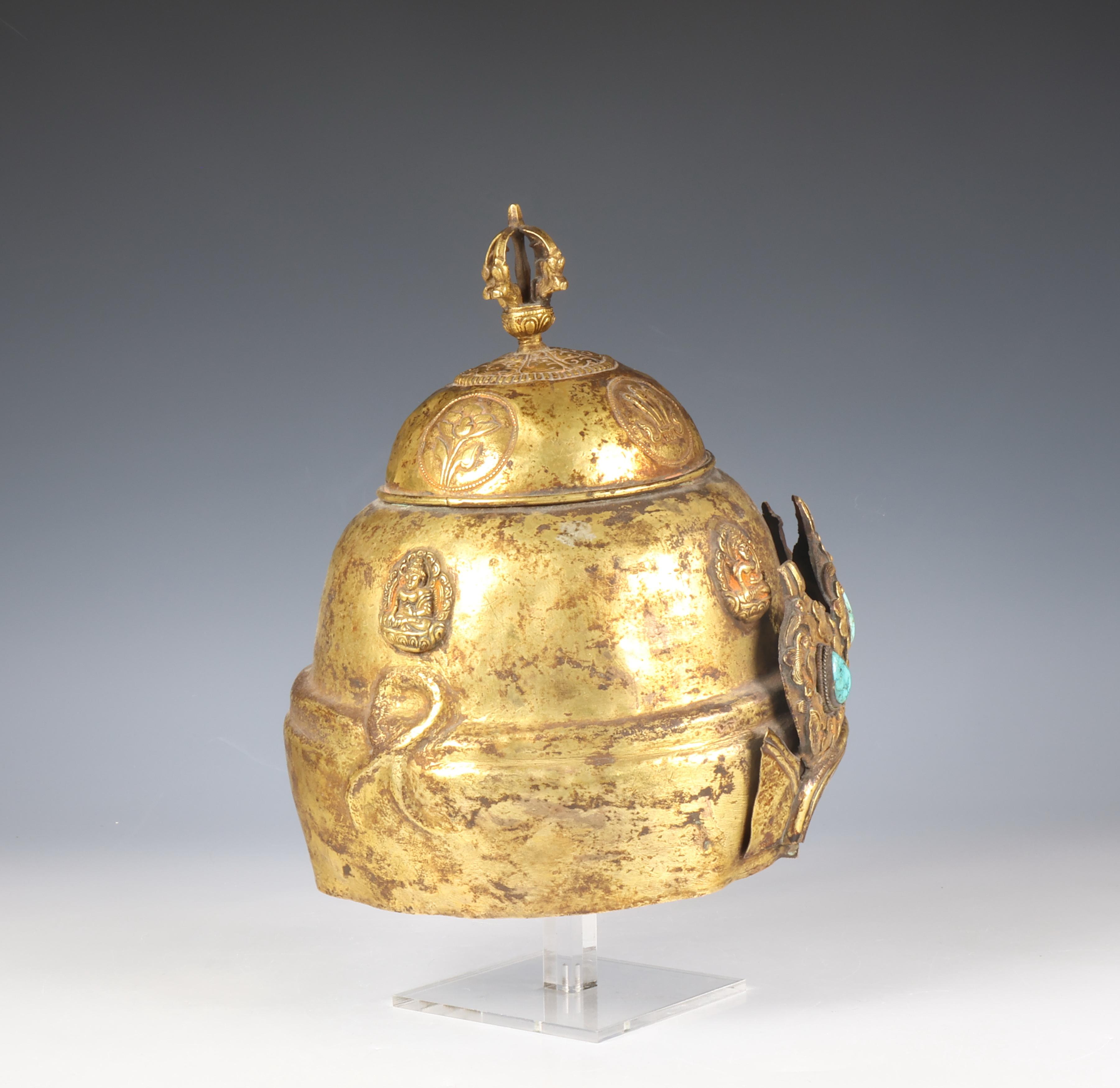 Tibet, koperen helm, 20e eeuw. - Image 2 of 3