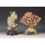 China, two soapstone vases, circa 1900,