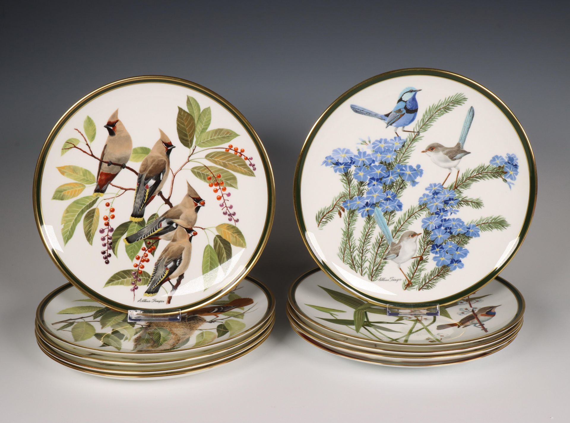 Wedgwood, Franklin porcelain, collectie van tien 'Songbirds of the World' borden, 1977,