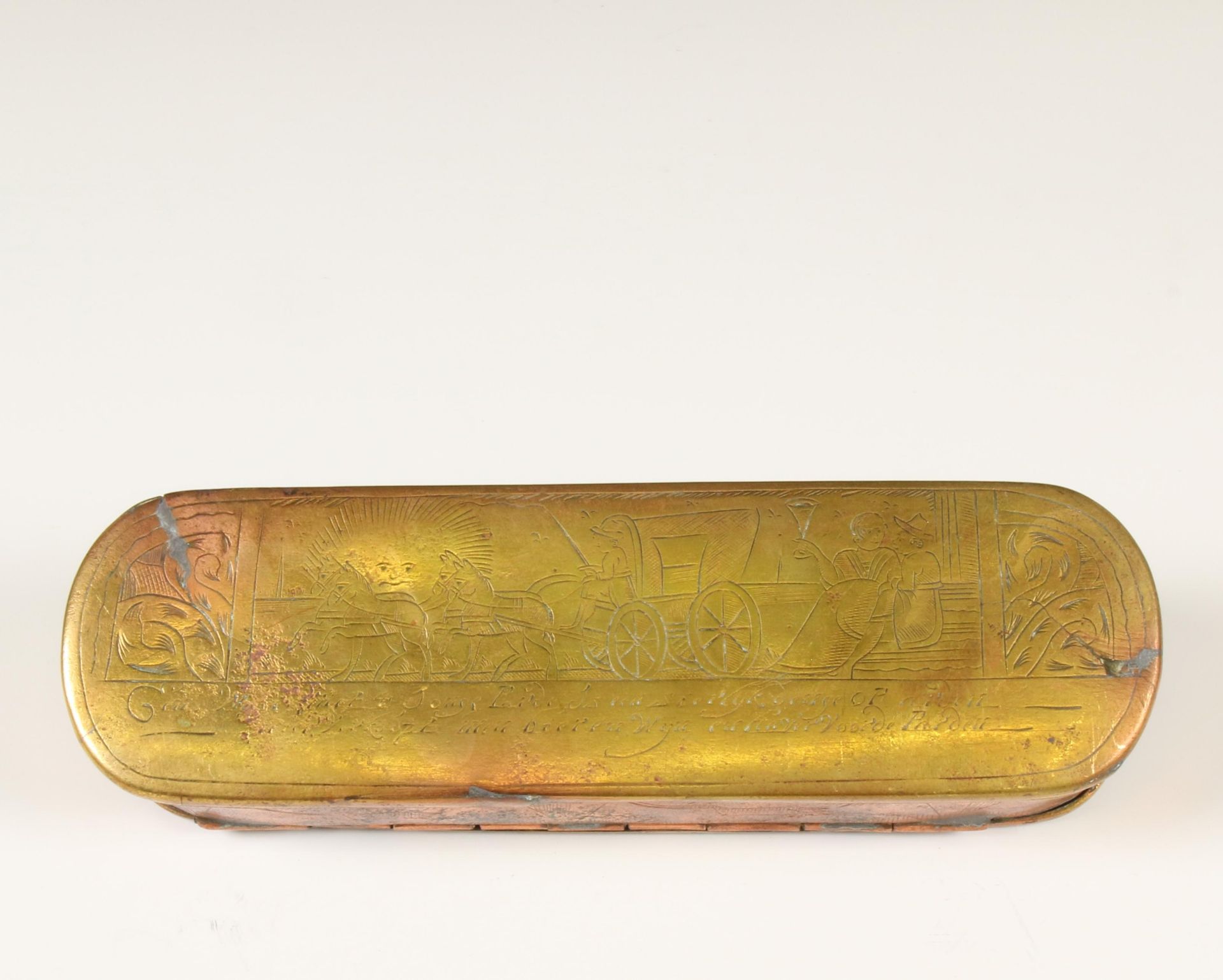 Holland, geel- en roodkoperen tabaksdoos, 18e eeuw; - Bild 5 aus 6