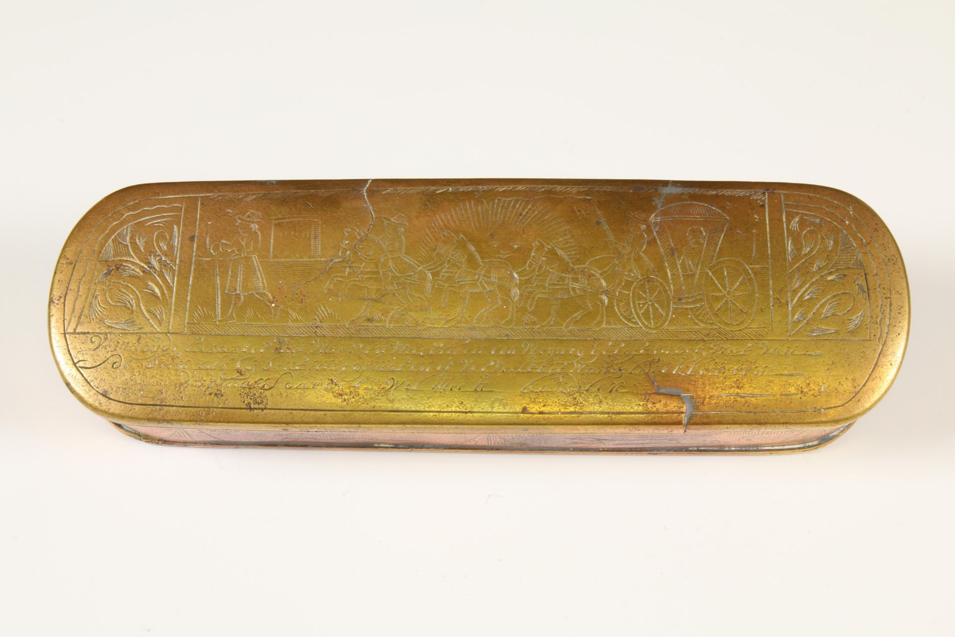 Holland, geel- en roodkoperen tabaksdoos, 18e eeuw; - Bild 4 aus 6