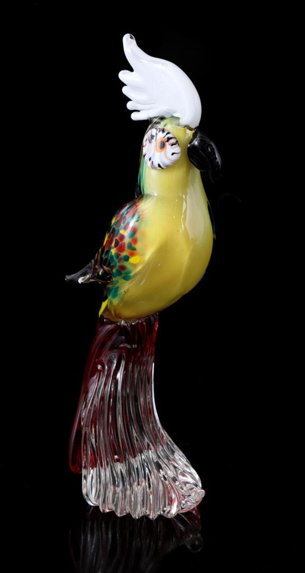 Glass statue of a parrot