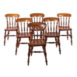 6 elm wood Windsor style dining room chairs