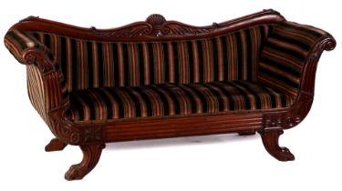 Mahogany veneer on pine sofa