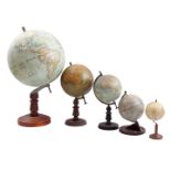 5 various old table globes