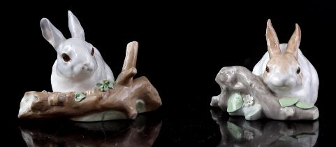 2 Lladro porcelain figurines of rabbits