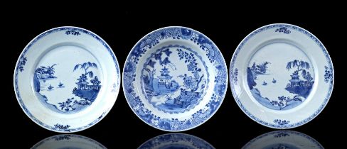 3 porcelain dishes, Qianlong