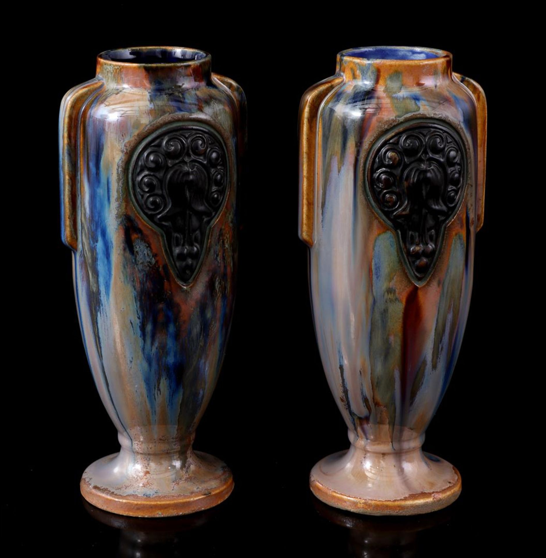 2 Art Nouveau pottery vases