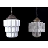 2 Art Deco glass hanging lamps