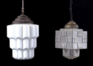 2 Art Deco glass hanging lamps