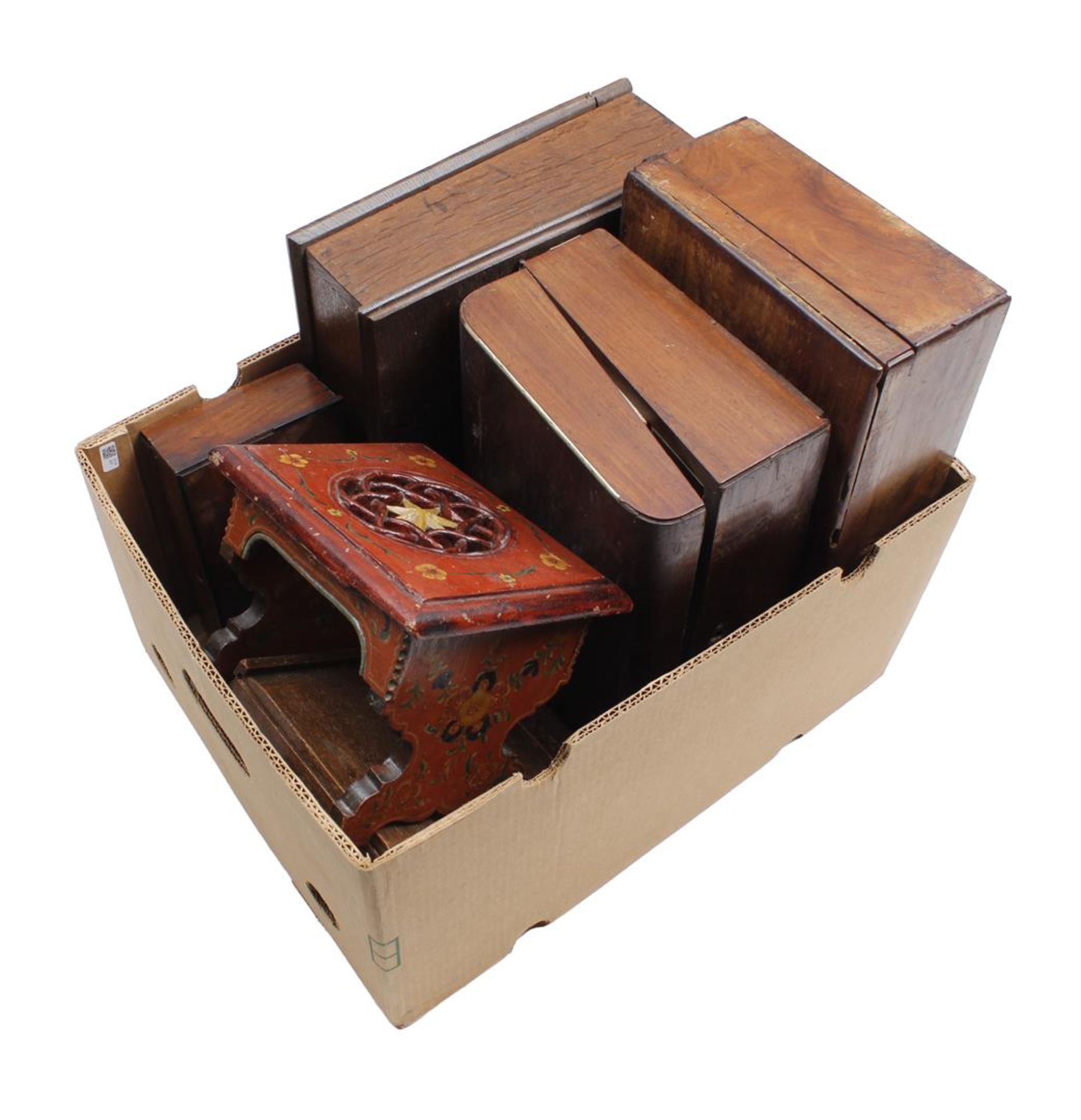 Lot various wooden boxes