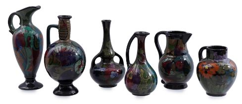 6 various pottery jugs