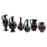 6 various pottery jugs