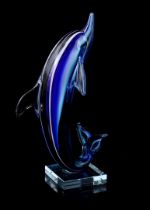 Glass statue of a dolphin