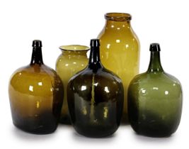 5 colored glass bottles