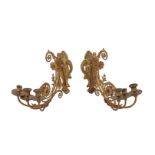 2 classic gold-colored metal wall chandeliers