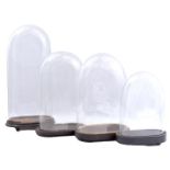 4 oval glass domes